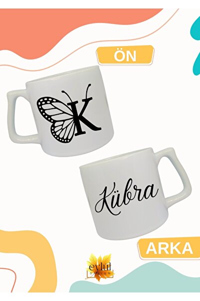 Eylül Design Letter K Black Butterfly Name Lettered Double Direction Printed ...