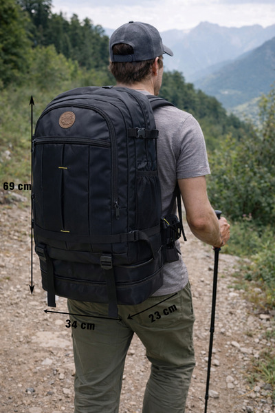 Bag Trend BT حقيبة تخييم، 90 لتر، حجم كبير، حقيبة ظهر، حقيبة ظهر (أسود)