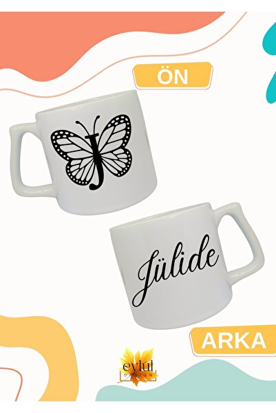 Eylül Design Letter J Black Butterfly Name Written Double-Way Printed Luxury ...