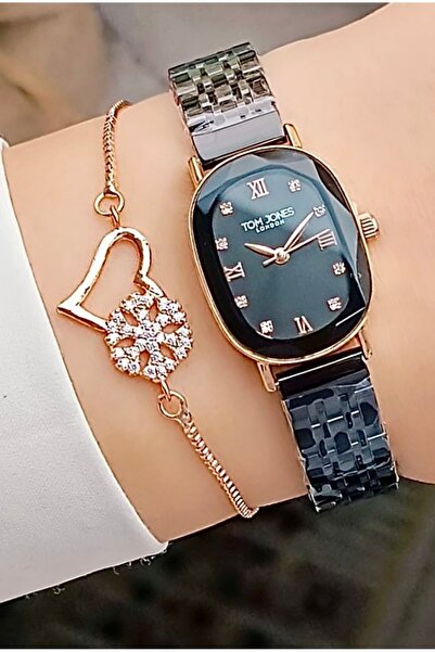 Tom Jones Yeni Model Kesme Cam Altın Gümüş Renk Kordon Kadın Kol Saati-BİLEKL...