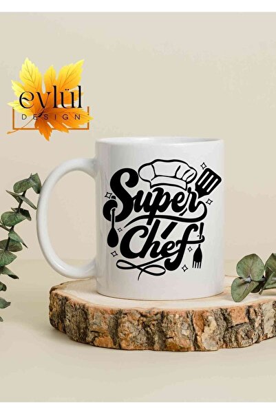 Eylül Design Kitchen Themed Super Chef Written Special Design Printed Mug Cup...