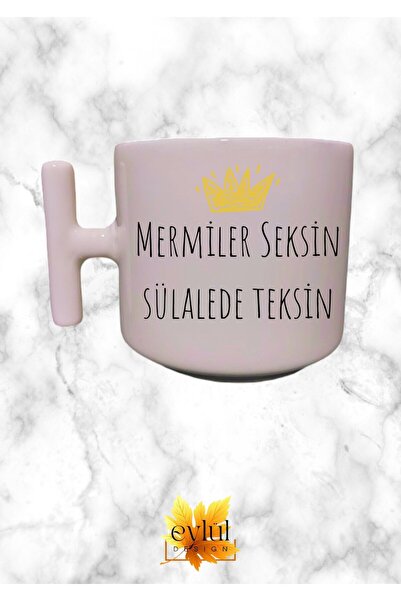 Eylül Design الرصاصات هي مثيرة في العائلة، كوب كريمي ممتع بلون T مقبض بتصميم ...