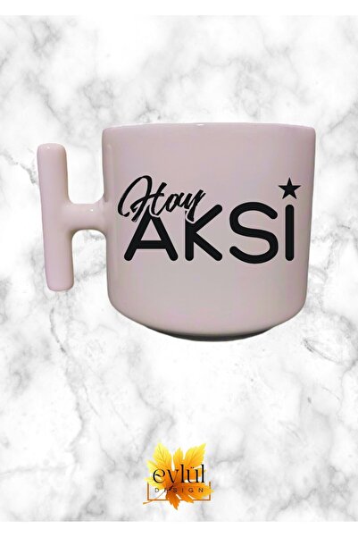 Eylül Design Hay Aksi Written Fun Cream Color T-Handle Special Design Printed...