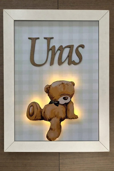s'he design organizasyon LEDLİ AHŞAP OBJELİ KAPI SÜSÜ / BEBEK İSMİNE ÖZEL HAS...
