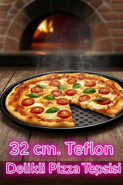 TARIK HOME صينية بيتزا مثقبة من التيفلون صينية بيتزا لحمماون 32 سم