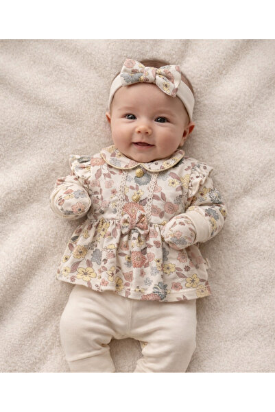 minicayzen Baby Girl 5-Piece Hospital Discharge Set with Gold Detail, 100% Co...