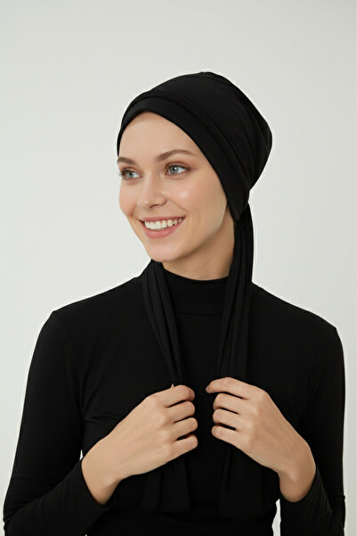 elysianfidan Μαύρο έτοιμο τουρμπάνι με κορδόνια, μελιτζάνα, κατάλληλο για ιατ...