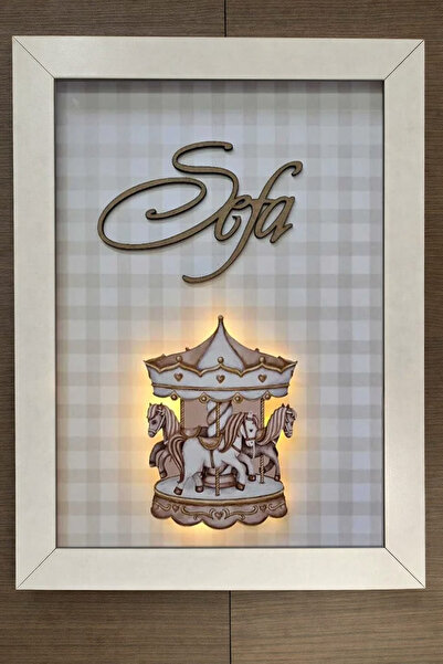 s'he design organizasyon LEDLİ AHŞAP OBJELİ KAPI SÜSÜ / BEBEK İSMİNE ÖZEL HAS...