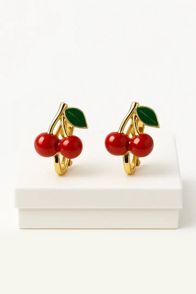 MakeWell Economical Package Non-Perforated Earrings Bow Heart Flower Hello Kity Clover Cherry Design Compression Earrings