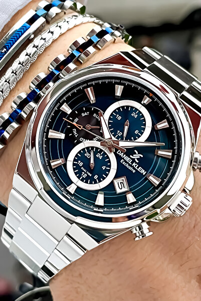 Daniel Klein Silver Cord Original Luxury All Functions Active Date Men's Stee...