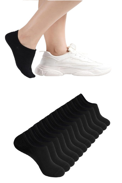 Ozzy Socks 12 perechi de șosete negre, fără cusături, pentru femei, din bambu...