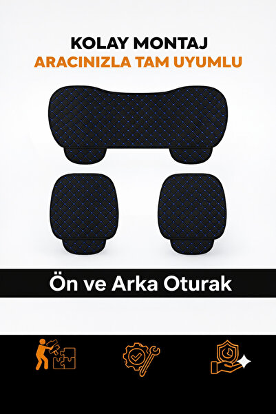 TROBUS 3 Piece Quilted Seat Car Seat Cover Faux Leather– Non-Slip, Front and ...