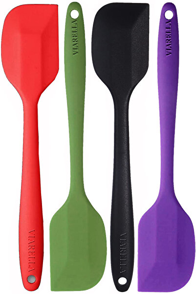 viarella طقم ملاعق سيليكون 4 قطع حجم كبير مقاوم للحريق غير لاصق غير قابل للخد...