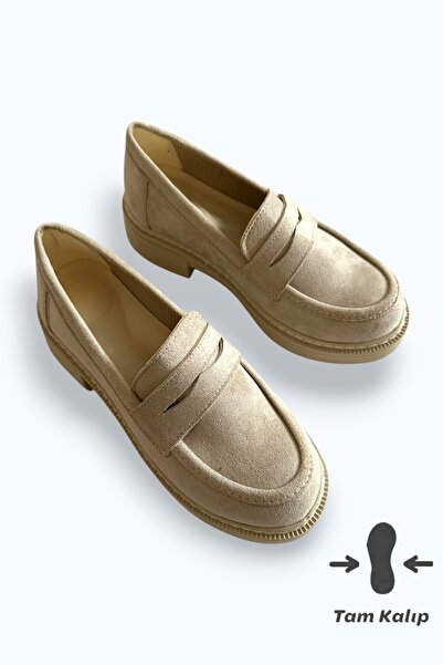 Noliva Kadın Siyah Süet Loafer Günlük Düz Taban Maskülen Ayakkabı