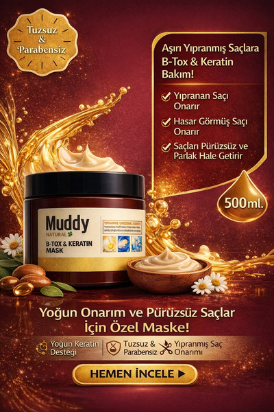 Muddy Nourishing and Repairing B-tox Keratin Hair Care Mask for Excessive Dam...