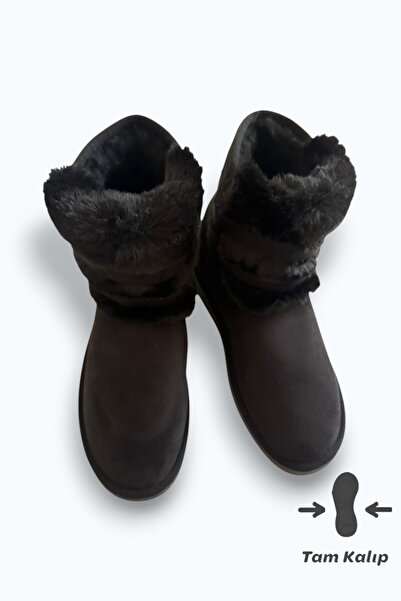 Noliva Kadın Süet Bot Içi Kürklü Yüksek İnce Taban Kışlık Bot