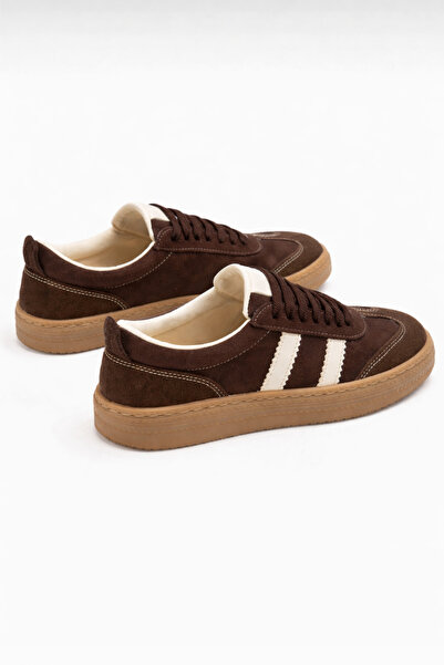 RoseVeno Pantofi sport retro din piele intoarsa maro pentru femei Samba Panto...