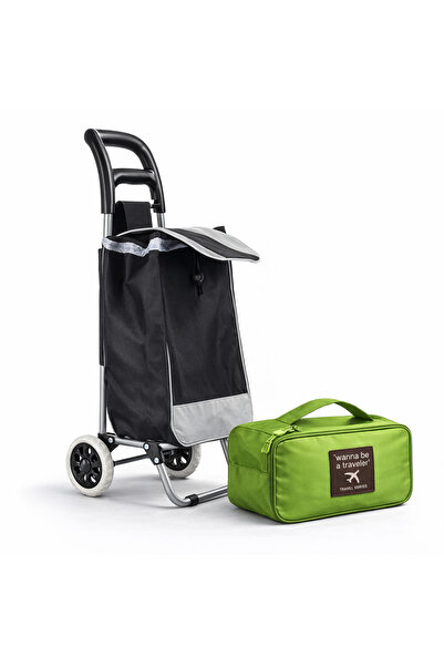 Generic عربة تسوق قابلة للطي مع شنطة تنظيم متعددة الاستخدام – هدية عملية