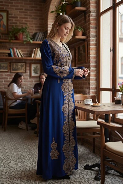 MODA Rochie de seară caftan de nuntă cu centură pentru femei locale