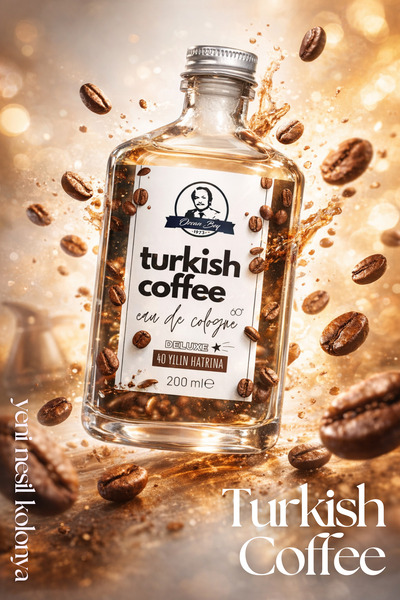 Özcan Bey Deluxe Seri Turkish Coffee Kolonyası Parfümlü Türk Kahvesi Kokulu Kolonya 200 ml Cam Şişe
