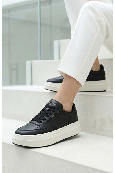 Lufian Women's Leather Casual Sports Shoes Black