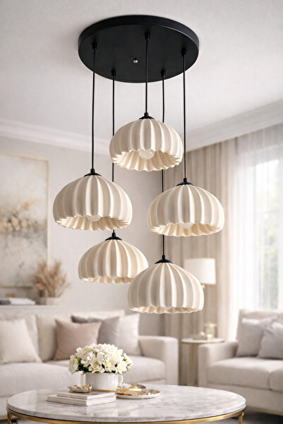 DREAM MODE Solis Modern 5’li Sarkıt Avize Salon ve Mutfak Aydınlatması Şık Bo...