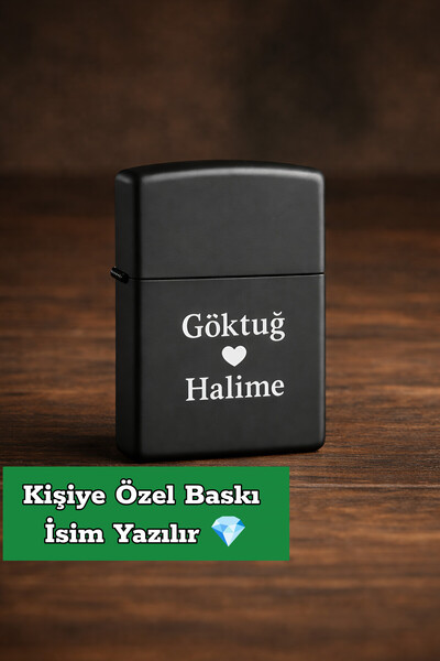 TrendÜrünlerim İsme Özel Yazılı Benzinli Çakmak Metal Gövde Rüzgar Dayanıklı