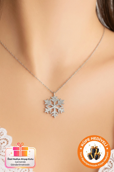 Lucente Jewellery 925 Ayar Beyaz Kar Tanesi Gümüş Kaplama Hediyelik Özel Tasa...