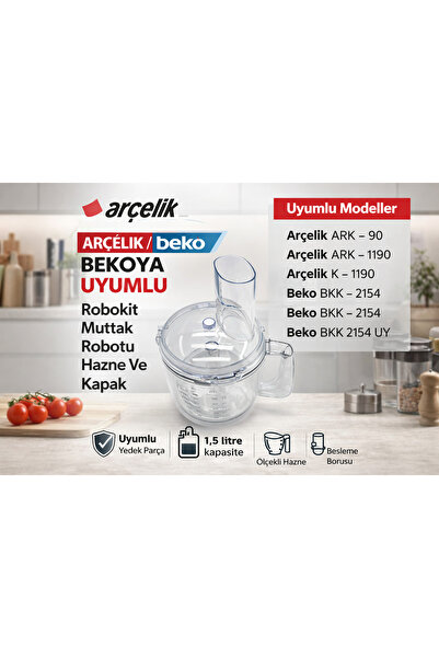 Arçelik K 1190 Robolio Mutfak Robotu Hazne Ve Kapak