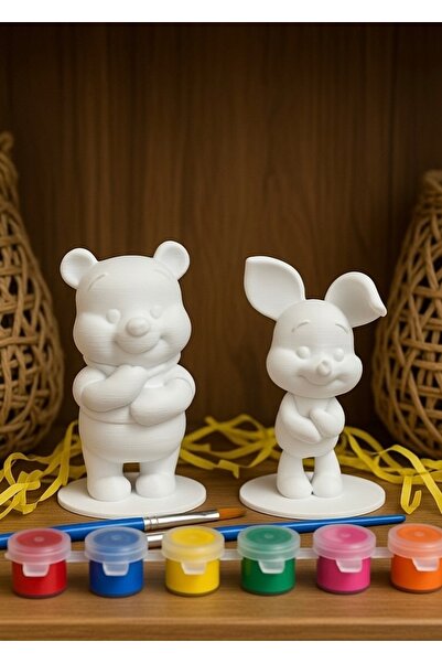 PRİNTELLA Winnie Piggy Çocuk Boyama Seti – 6 Renk Sulu Boya + 2 Adet Fırça | ...