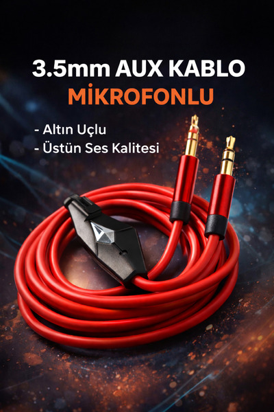 Platoon كابل Aux مع ميكروفون 3.5 ملم مقبس ذهبي عالي الجودة
