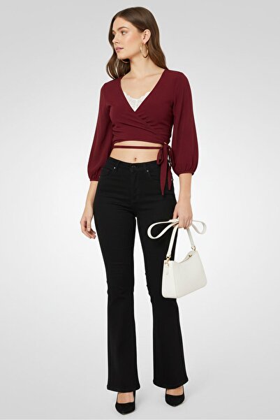 Michael Kors Women Regular Fit Plain Flare Leg Pants, Black