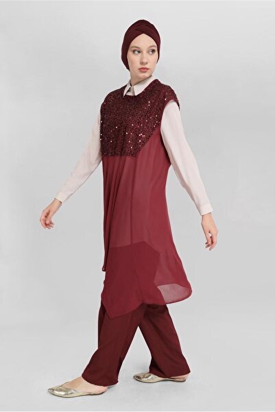 Alvina 40569 Model Dvostruka Tunika sa Šljokicama