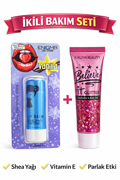 ENİGMA Işıltılı İkili Set: Çilekli Lip Balm & Glitter Jel 💖