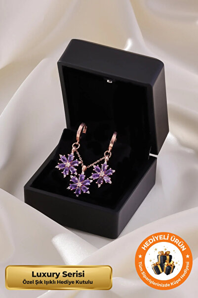 Lucente Jewellery Işıklı Hediye Kutulu Lotus Kolye & Küpe Seti 925 Ayar Gümüş...