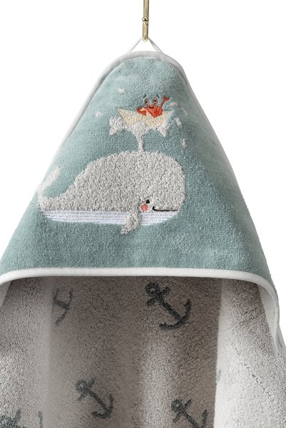 Casadora Baby Whale Jacquard Embroidered Velour Swaddle - 80x80cm