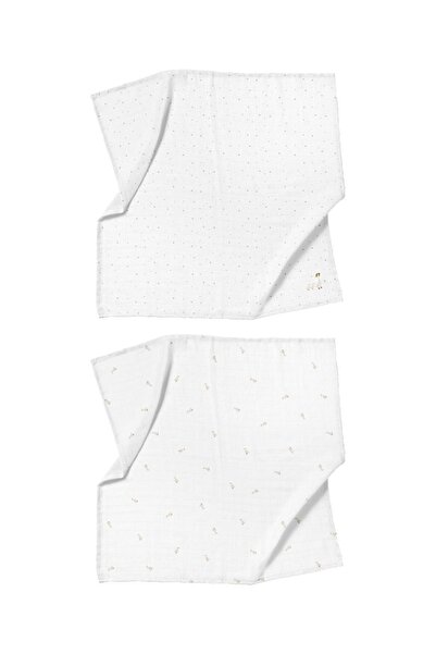 Casadora Baby Feather Embroidered 100% Organic Cotton Muslin 2-Piece Cover Set 90 X 90 cm