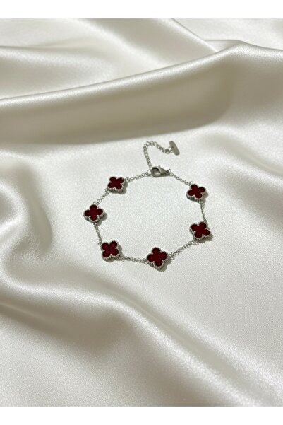 G&S Türkiye Bordo Renkli Beş Yonca Bileklik