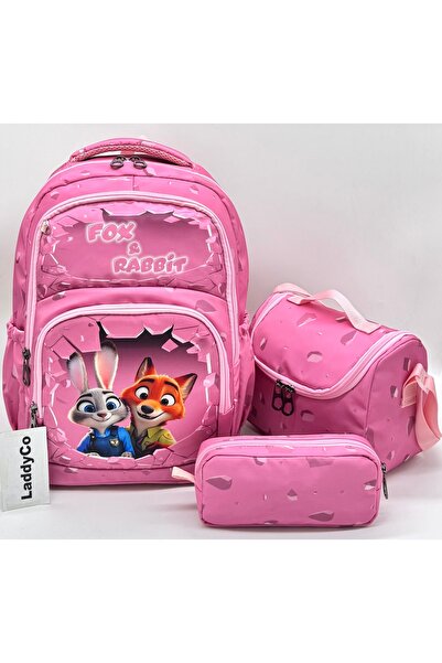 LaddyCo Primary School Bag Girl's 3-Piece Set Pink Primary School Bag Charact...