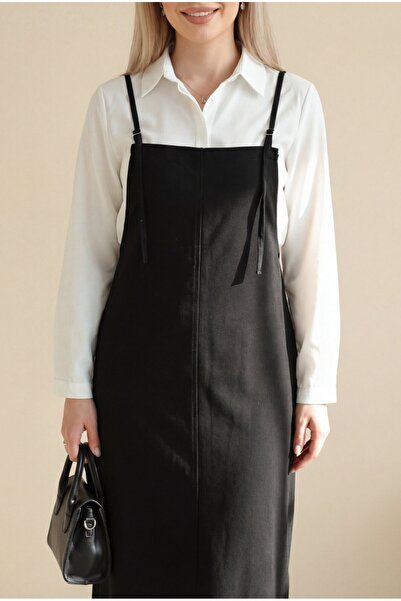 Modamorfo Tenká džínová vesta s řemínky – černá