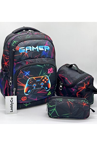 LaddyCo Primary School Bag Boy's 3-Piece Set Navy Blue First School Bag Chara...