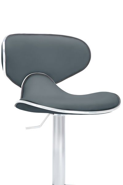 Bürocci Zen Bar Taburesi - Antrasit Modern Deri Metal Ayaklı Yüksek Tezgah Sandalyesi - 9549s0517