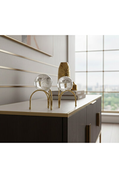 365GUNSERİSONU Gold Kaplama Metal 2'li Set Salon Kristal Cam Toplu Aksesuar D...