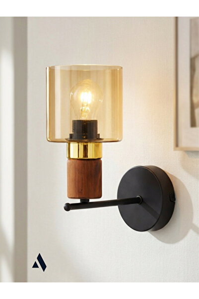 Alldesco Modern Glass Wall Sconce Elyra – Decorative Lighting with Gold & Woo...