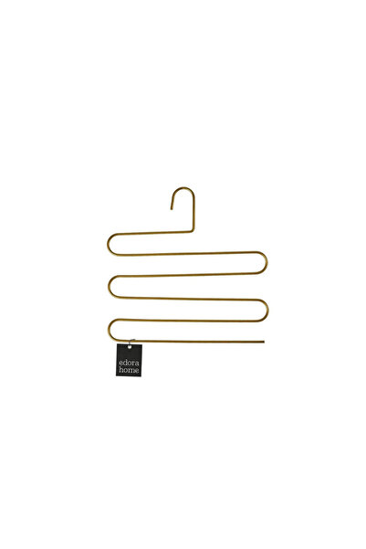 Edora Home Mat Gold 5 Katlı Pantolon Askılığı Dolap İçi Elbise Şal Eşarp Askılık Paslanmaz Metal