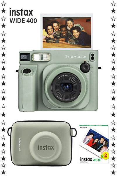 Fujifilm Instax Wide 400 Yeşil Fotoğraf Makinesi ve 20'li Film ve Eva Kılıf H...