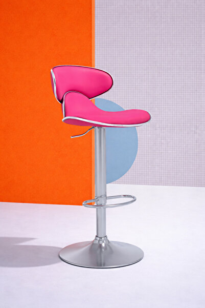 Bürocci Zen Bar Taburesi - Gül Kurusu Modern Deri Metal Ayaklı Yüksek Tezgah ...