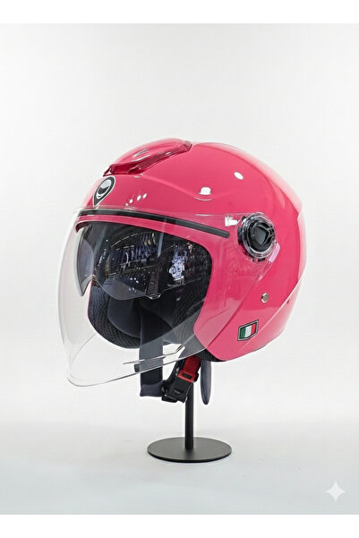 Free-M FREEM PEMBE PARLAK AÇIK YARIM KASK (GÜNEŞ VİZÖRLÜ HAFİF MODEL)