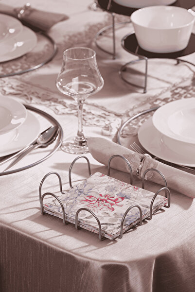 Edora Home Gümüş Kare 18 Cm Peçetelik,kafe,restoran,otel, Lüks Mutfak Sofra B...
