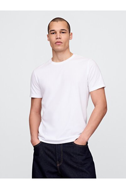 GAP Erkek Beyaz Bisiklet Yaka Basic T-Shirt
